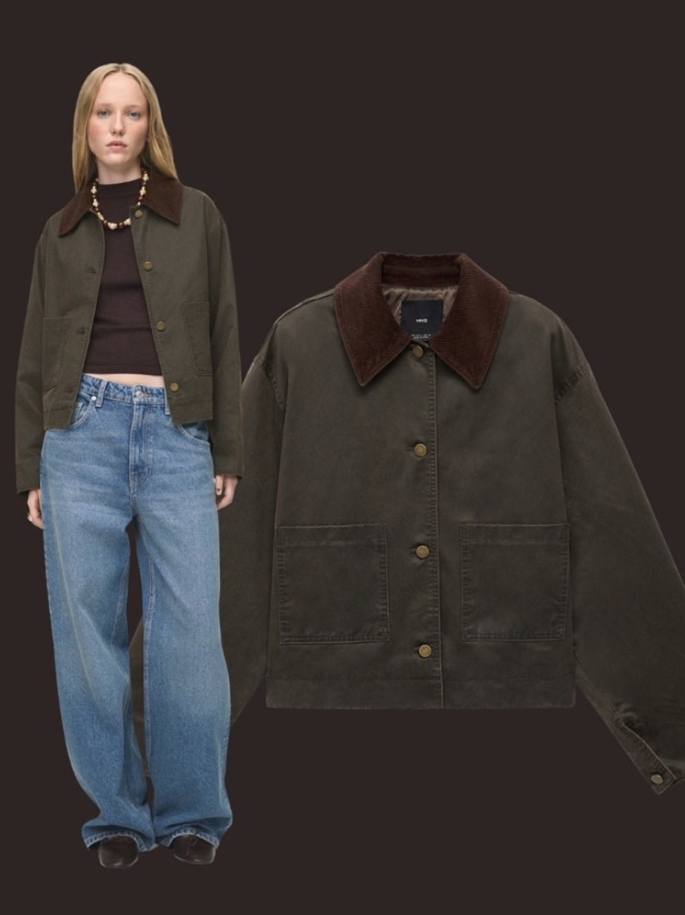 bagatelle Kids' Dark Olive Jacket with Brown Corduroy Trim